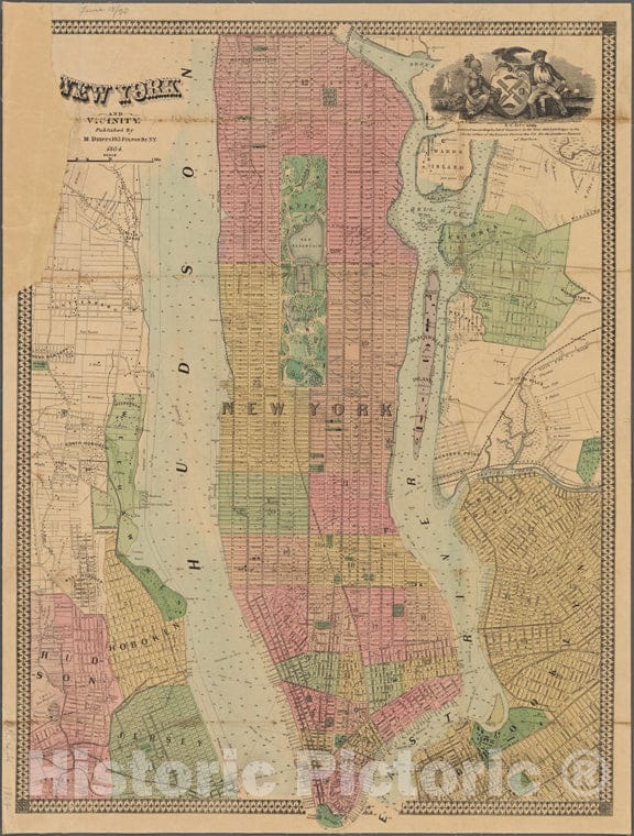 Historic 1864 Map - New York And Vicinity.Of New York City And State - New York City & Vicinity - Vintage Wall Art