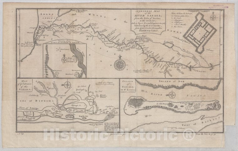 Historic 1718 Map - A General Map Of The River Sanaga, From The Falls Of Govina To The Ocean - River Sanaga (Cameroon)- Early Works To 1800 - Vintage Wall Art