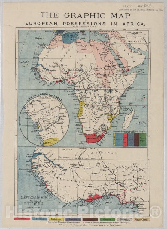 Historic 1884 Map - The Graphic Map Of European Possessions In Africa - Vintage Wall Art