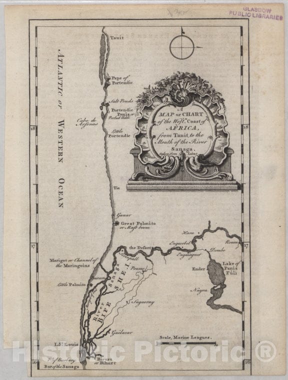 Historic 1700 Map - A Map Or Chart Of The West Coast Of Africa, From Tanit To The Mouth Of The River Sanaga - Africa, West - Maps - Early Works To 1800 - Vintage Wall Art