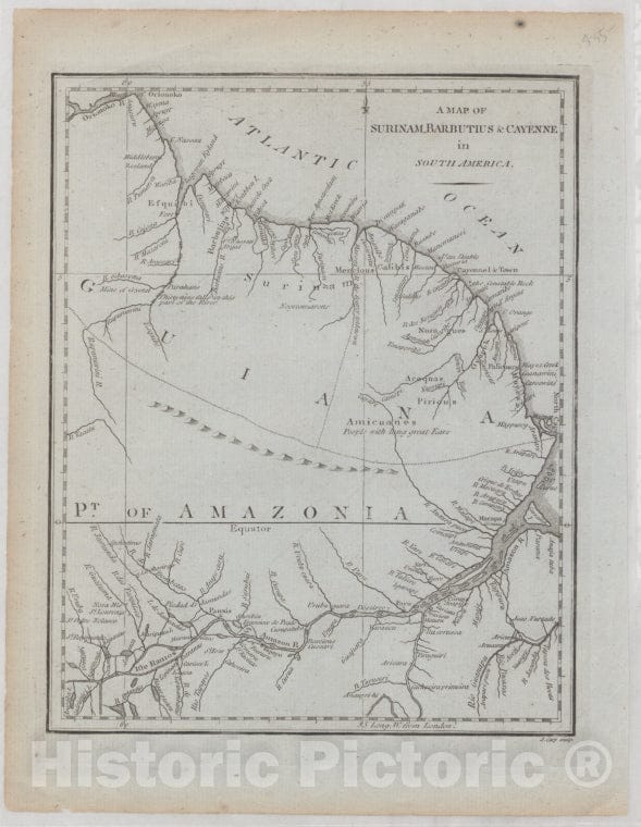 Historic 1801 Map - A Map Of Surinam, Barbutius And Cayenne In South America - Amazon River - Vintage Wall Art