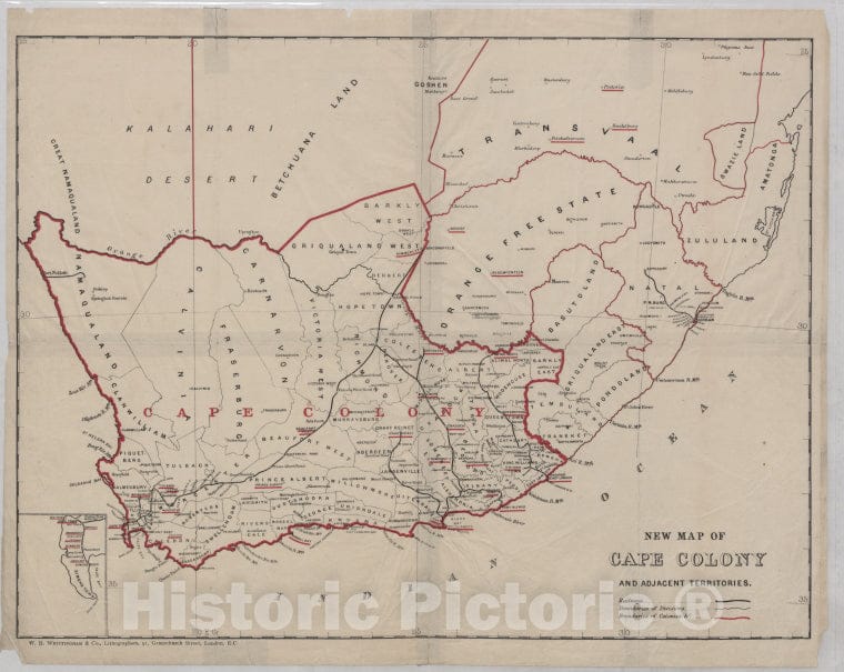 Historic 1800 Map - New Map Of Cape Colony And Adjacent Territories - Cape Of Good Hope (South Africa) - Maps - South Africa - Maps - Vintage Wall Art