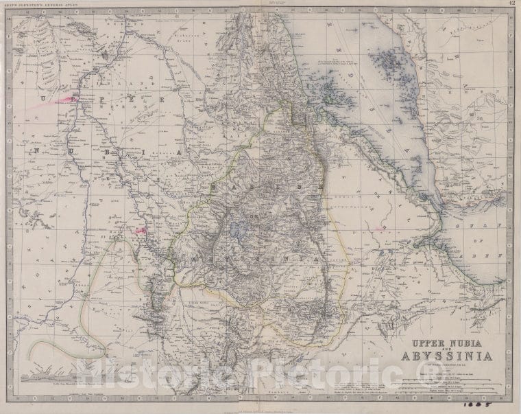 Historic 1870 Map - Upper Nubia And Abyssinia - Africa, Eastern- Sudan - Vintage Wall Art