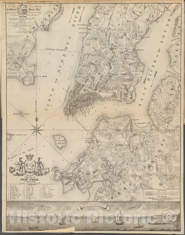 Historic Map - 1854 Manhattan (New York, N.Y.), Plan Of The City Of New York, In North America. Surveyed In The Years 1766 & 1767 - Vintage Wall Art