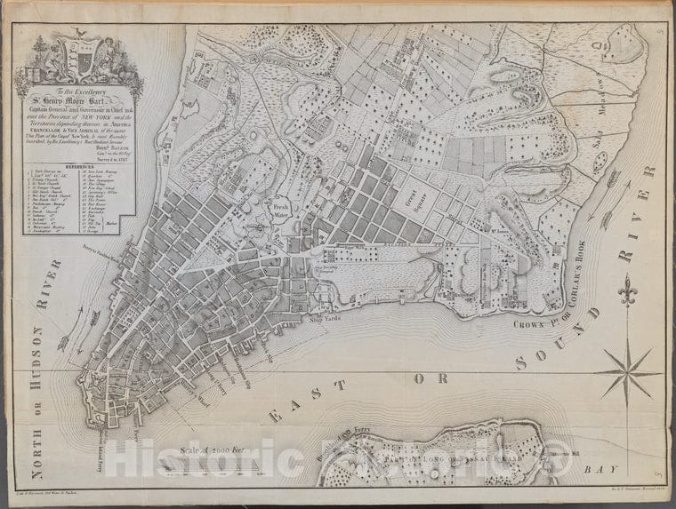 Historic Map - 1854 Manhattan (New York, N.Y.), Plan Of The City Of New York. Surveyed In 1767 - Vintage Wall Art