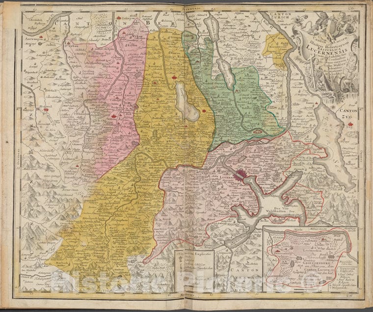 Historic 1763 Map - Canton Lucern Sive Illustris Helvetiorum Respublica Lucernensis. - Switzerlandof Switzerland And Italy - Vintage Wall Art