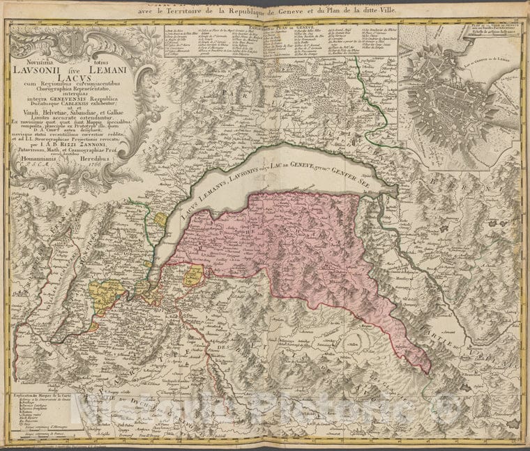 Historic 1766 Map - Novissima Totius Lausonii Sive Lemani Lacus - Italy - Switzerlandof Switzerland And Italy - Vintage Wall Art