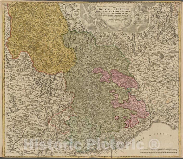 Historic 1731 Map - Ducatus Sabaudia Principatus Pedemontium - Italy - Switzerlandof Switzerland And Italy - Vintage Wall Art