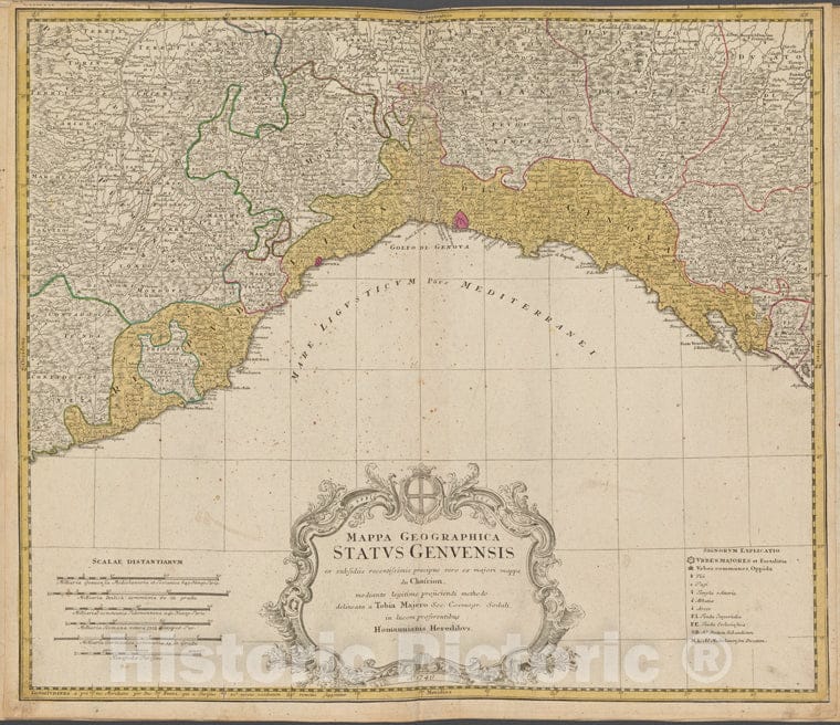 Historic 1749 Map - Mappa Geographica Status Genuensis - Italy - Switzerlandof Switzerland And Italy - Vintage Wall Art