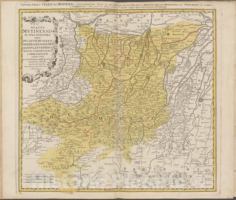 Historic 1731 Map - Status Mutinensis In Suas Ditiones - Italy - Switzerlandof Switzerland And Italy - Vintage Wall Art