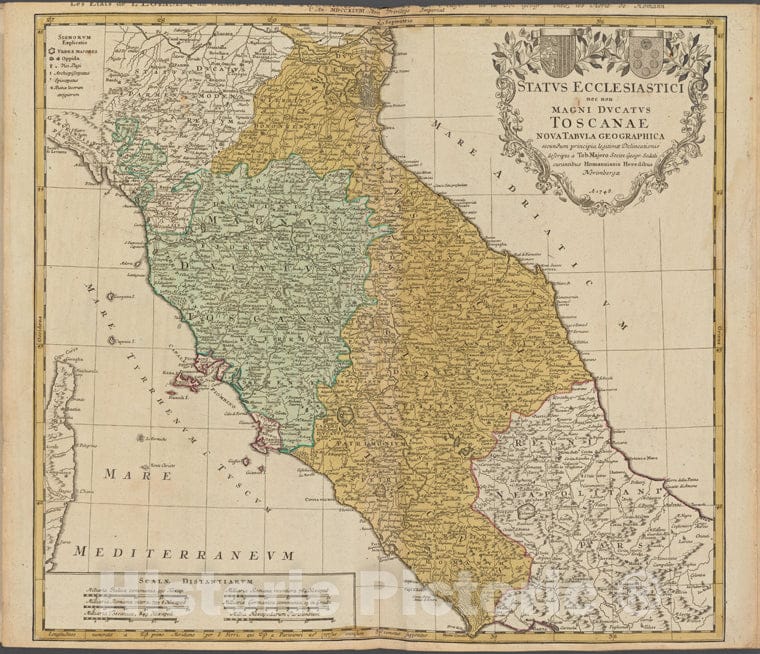 Historic 1748 Map - Status Ecclesiastici Nec Non Magni Ducatus Toscanae Nova Tabula Geographica - Italy - Switzerlandof Switzerland And Italy - Vintage Wall Art