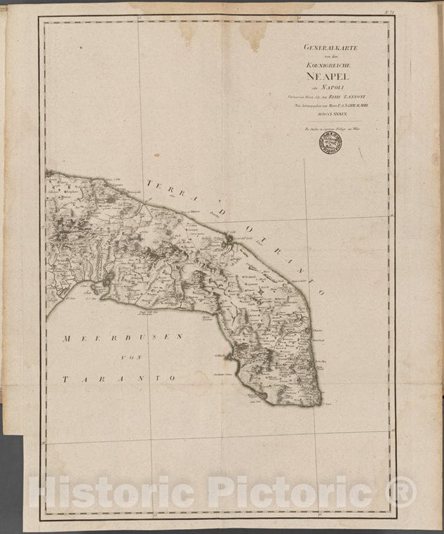 Historic 1789 Map - Generalkarte Von Dem Koenigreiche Neapel Oder Napoli - Italy - Switzerlandof Switzerland And Italy - Vintage Wall Art