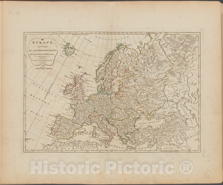 Historic Map - 1788 Europe, Europe Divided Into Its Principal States - Vintage Wall Art