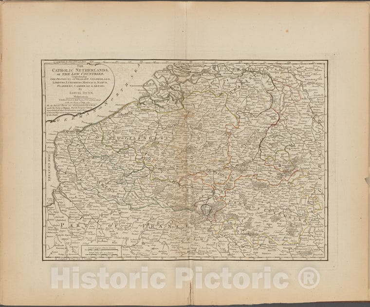 Historic Map - 1788 Netherlands, The Catholic Netherlands, Or The Low Countries - Vintage Wall Art