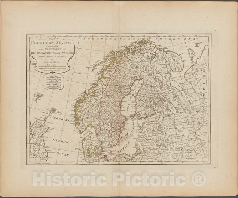 Historic 1788 Map - The Northern States, Comprehending The Kingdoms Of Denmark, Norw - Vintage Wall Art