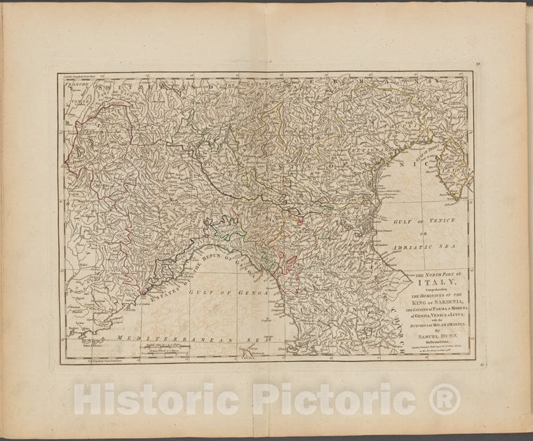 Historic Map - 1788 Italy, Northern, The North Part Of Italy - Vintage Wall Art