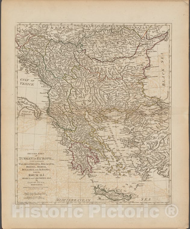 Historic Map - 1788 Second Part Of Turkey In Europe - Vintage Wall Art