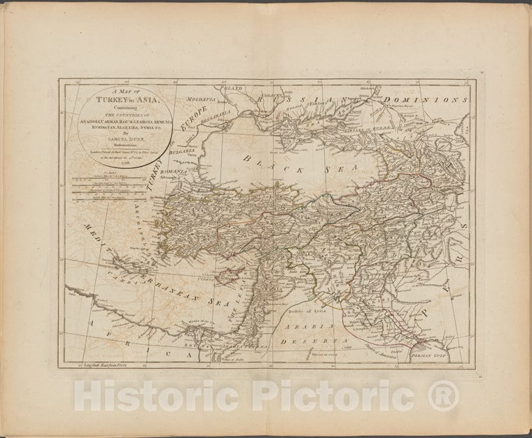 Historic Map - 1788 A Map Of Turkey In Asia, Containing The Countries Of Anadoli, Carman, Roum, Georgia Armenia, Kurdistan, Algezira, Syria - Vintage Wall Art