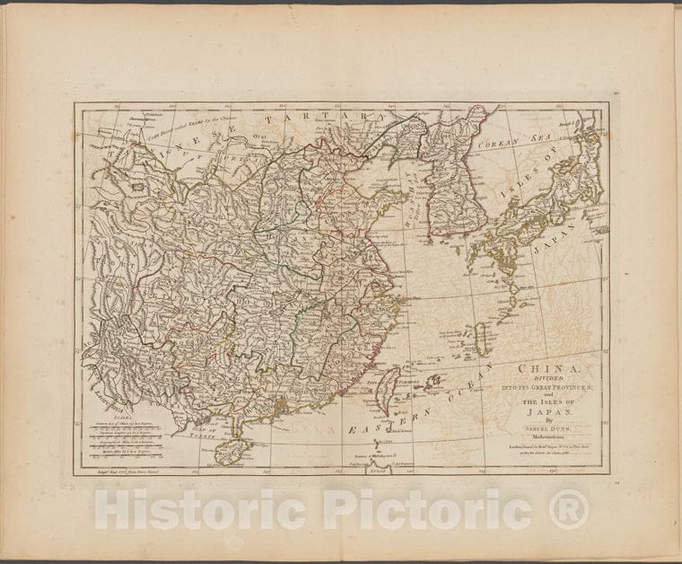 Historic 1788 Map - China, Divided Into Its Great Provinces, And The Isles Of Japan - Vintage Wall Art