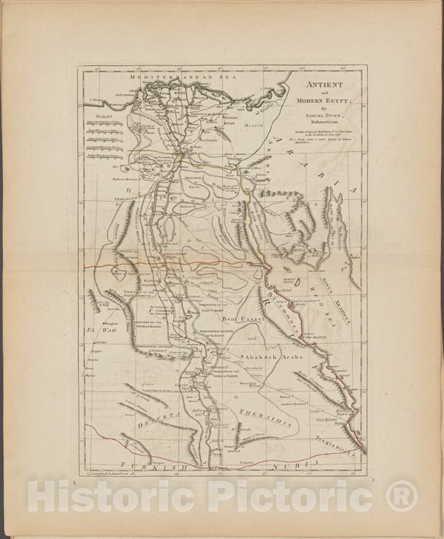 Historic 1788 Map - Ancient And Modern Egypt - Egypt - A New Atlas Of The Mundane System; Or, Of Geography And Cosmographydescribing The Heavens And The Earth - Vintage Wall Art