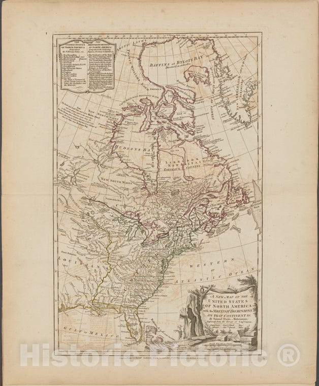 Historic Map - 1788 A New Map Of The United States Of North America With The British Dominions On That Continent &C. - Vintage Wall Art