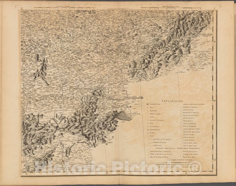 Historic Map - 1800 Plate X: A General Map Of The Empire Of Germany, Holland, The Netherlands, Switzerland, The Grisons, Italy, Sicily, Corsica, And Sardinia - Vintage Wall Art