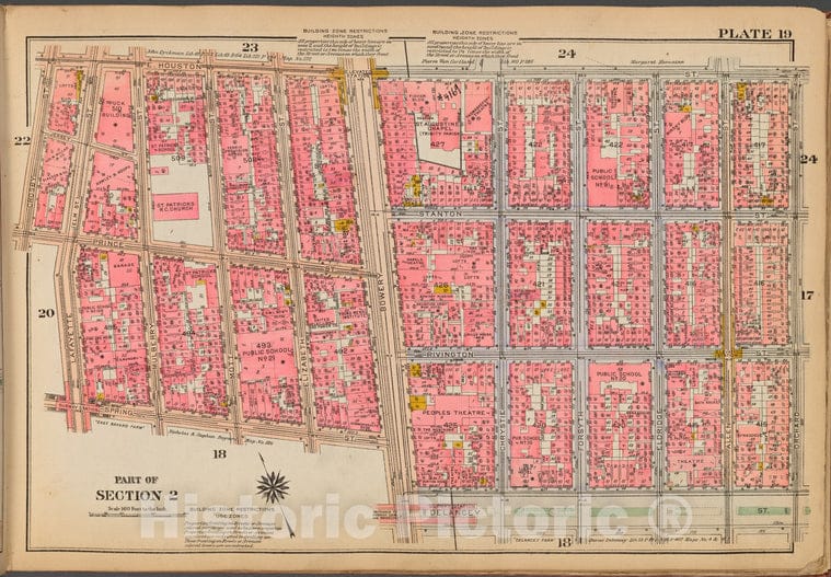 Historic 1921 Map - Plate 19: [Bounded By E. Houston Street, Orchard Street, Delance - Vintage Wall Art