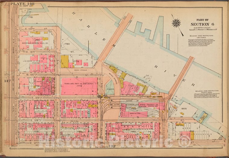 Historic 1921 Map - Plate 148: [Bounded By E. 133Rd Street, Harlem River, Second Ave - Vintage Wall Art