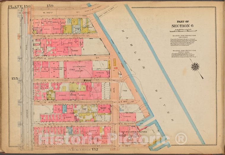 Historic 1921 Map - Plate 156: [Bounded By W. 145Th Street, Harlem River, Fifth Aven - Vintage Wall Art