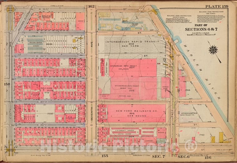 Historic 1921 Map - Plate 159: [Bounded By W. 151St Street, Harlem River, Lenox Aven - Vintage Wall Art