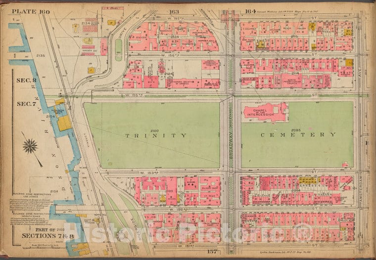 Historic 1921 Map - Plate 160: [Bounded By W. 157Th Street, Amsterdam Avenue, W. 151 - Vintage Wall Art