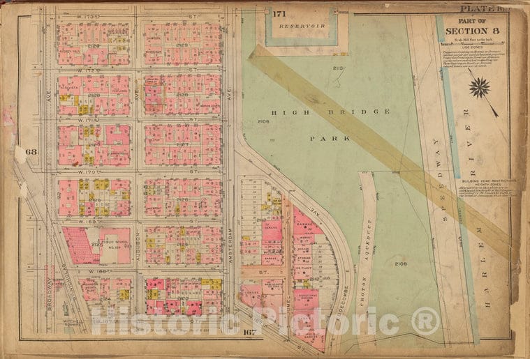 Historic 1921 Map - Plate 169: [Bounded By W. 173Rd Street, Amsterdam Avenue, (Highb - Vintage Wall Art