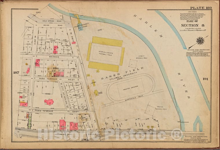 Historic 1921 Map - Plate 189: [Bounded By Cold Spring Road, (Harlem River) W. 218Th - Vintage Wall Art