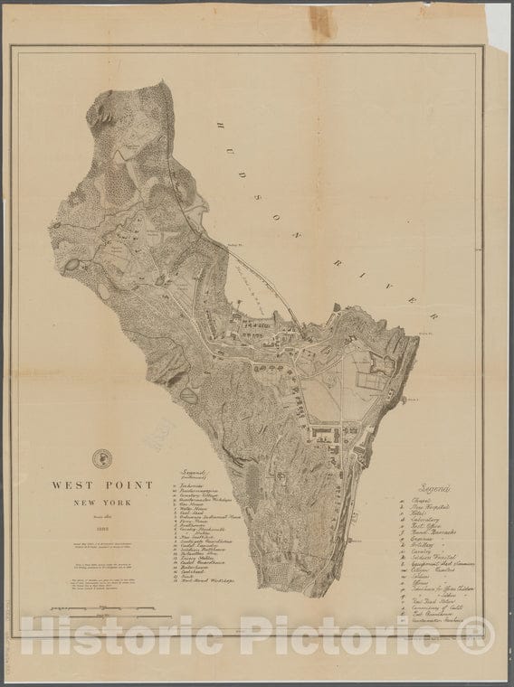 Historic 1883-05 Map - West Point, New York - West Point (N.Y.) Maps Of New York City And State - Vintage Wall Art