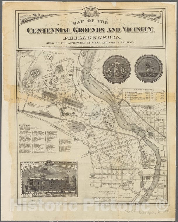 Historic Map - 1875 Map Of The Centennial Grounds And Vicinity, Philadelphia: Showing The Approaches By Steam And Street Railways - Vintage Wall Art