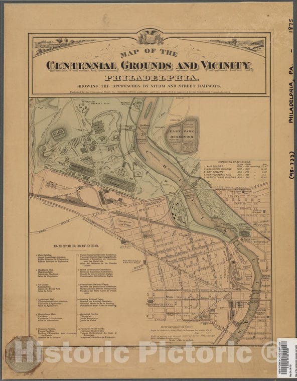 Historic Map - 1875 Map Of The Centennial Grounds And Vicinity, Philadelphia: Showing The Approaches By Steam And Street Railways - Vintage Wall Art, v2