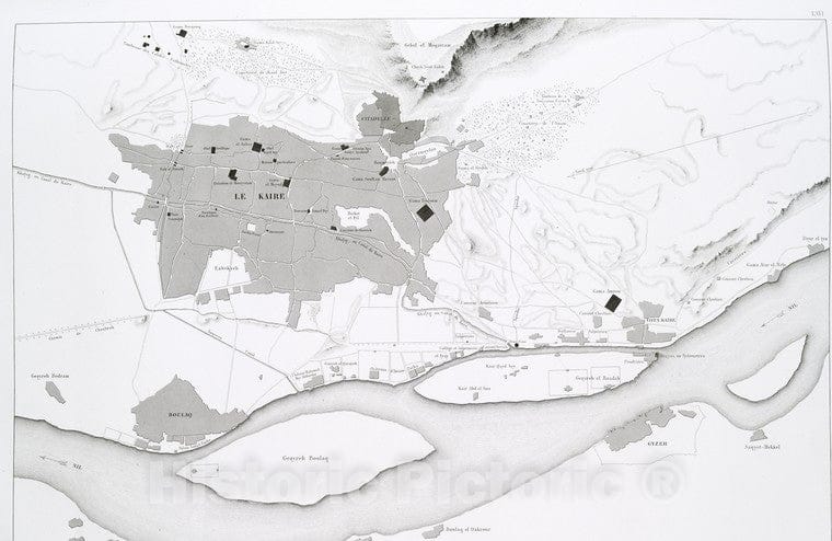 Historic 1839 Map - Le Kaire Et Ses Environs - Cairo (Egypt) - Nile River - Vintage Wall Art