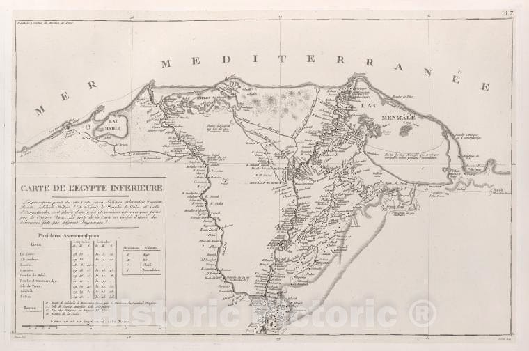 Historic 1829 Map - Carte De L'Egypte Inferieure. - Egyptvoyage Dans La Basse Et La Haute Egypte - Vintage Wall Art