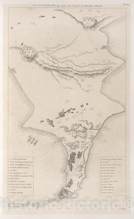 Historic Map - 1829 Alexandria, Battle Of, 1801, Voyage Dans La Basse Et La Haute Egypte, Plan De La Bataille D'Abou-Qyr Gagnee Par Bonaparte - Vintage Wall Art