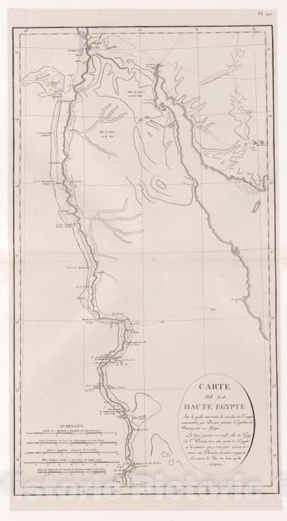 Historic 1829 Map - Carte De La Haute Egypte. - Egyptvoyage Dans La Basse Et La Haute Egypte - Vintage Wall Art