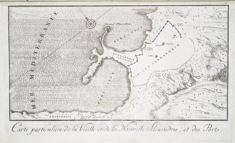 Historic Map - 1780 Egypt, Nubia And Thebes, Alexandria, Carte Particuliere De La Vieille Et De La Nouvelle Alexandrie, Et Des Ports. - Vintage Wall Art