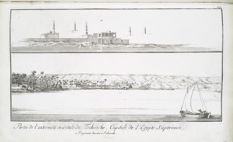 Historic Map - 1780 Egypt, Nubia And Thebes, Nile River, Partie De L'Extremite Orientale De Tschirsche, Capitale De L'Egypte Superieure. - Vintage Wall Art