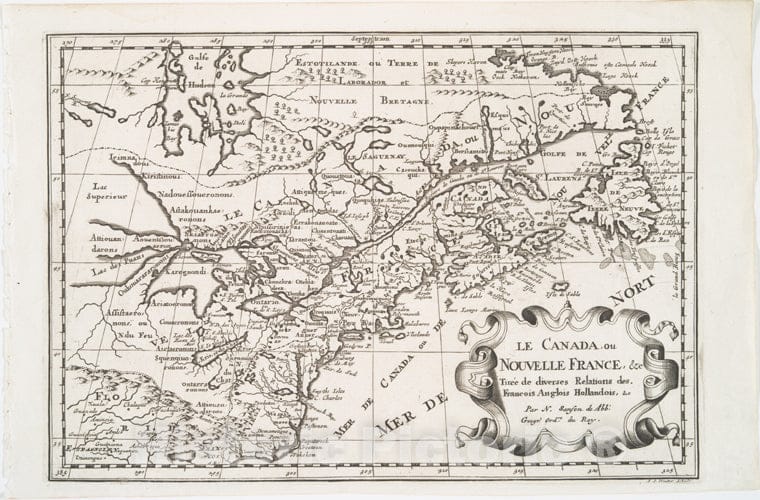 Historic 1683 Map - Le Canada, Ou Nouvelle France, C. : Tiree De Diverses Relations - Vintage Wall Art