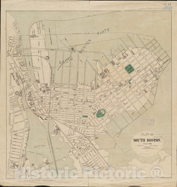 Historical Map, 1880 Plan of South Boston, Vintage Wall Art