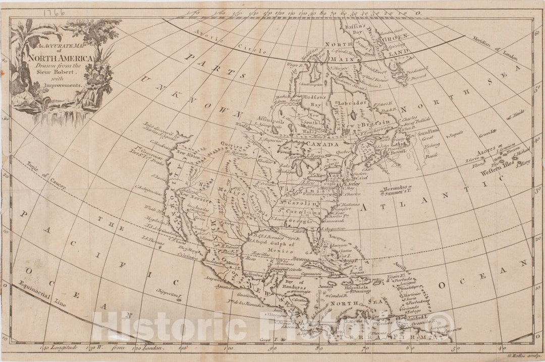 Historical Map, 1760 an Accurate map of North America, Vintage Wall Art