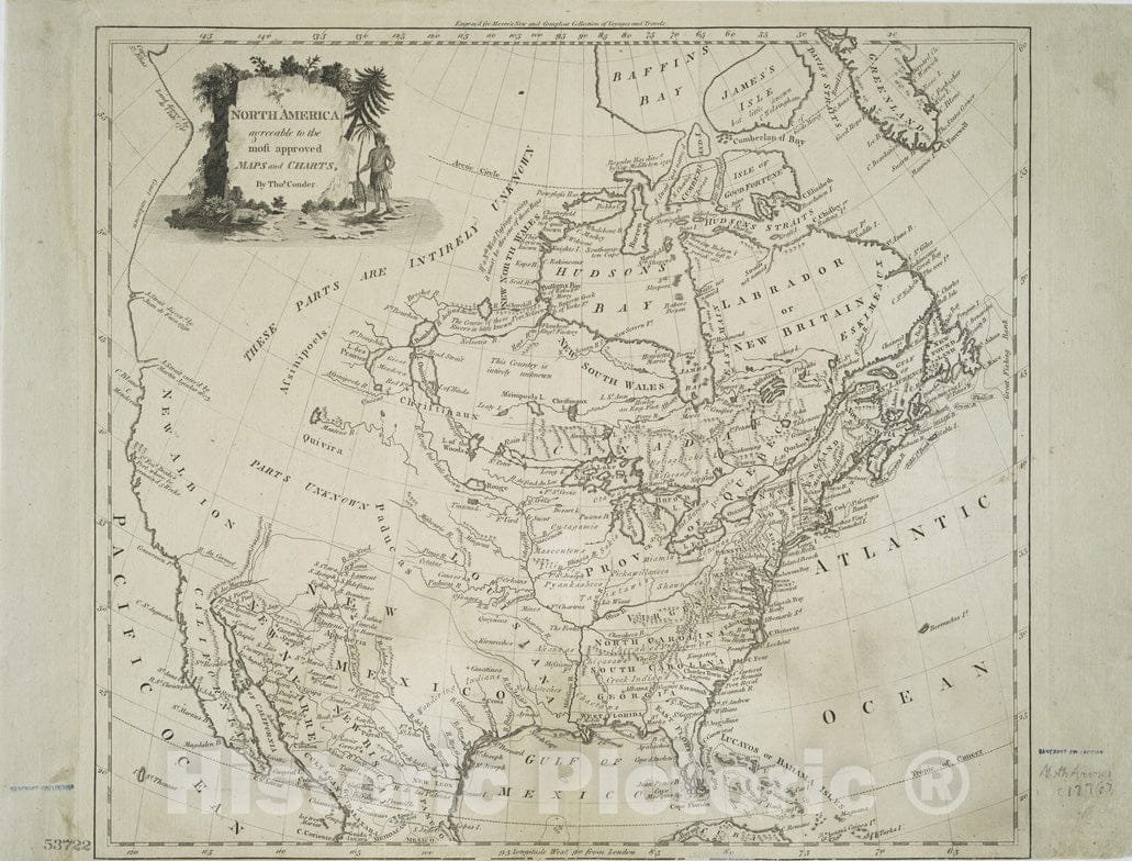 Historical Map, 1774 North America, Agreeable to The Most Approved maps and Charts, Vintage Wall Art