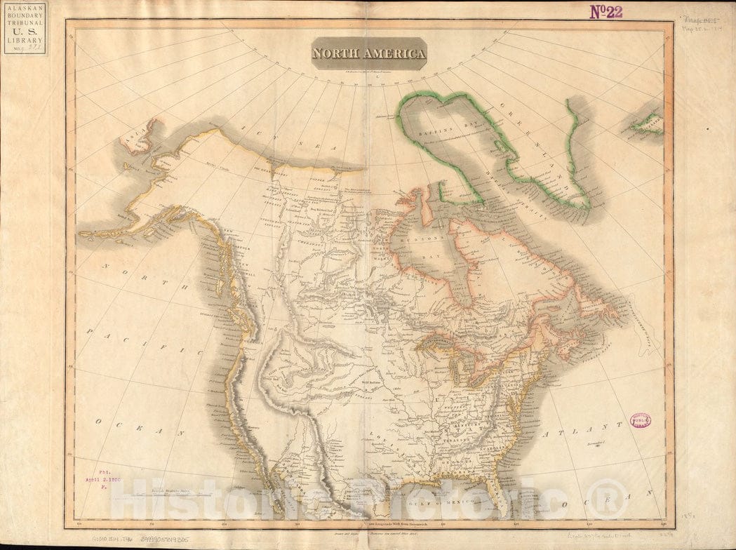 Historical Map, 1814 North America, Vintage Wall Art