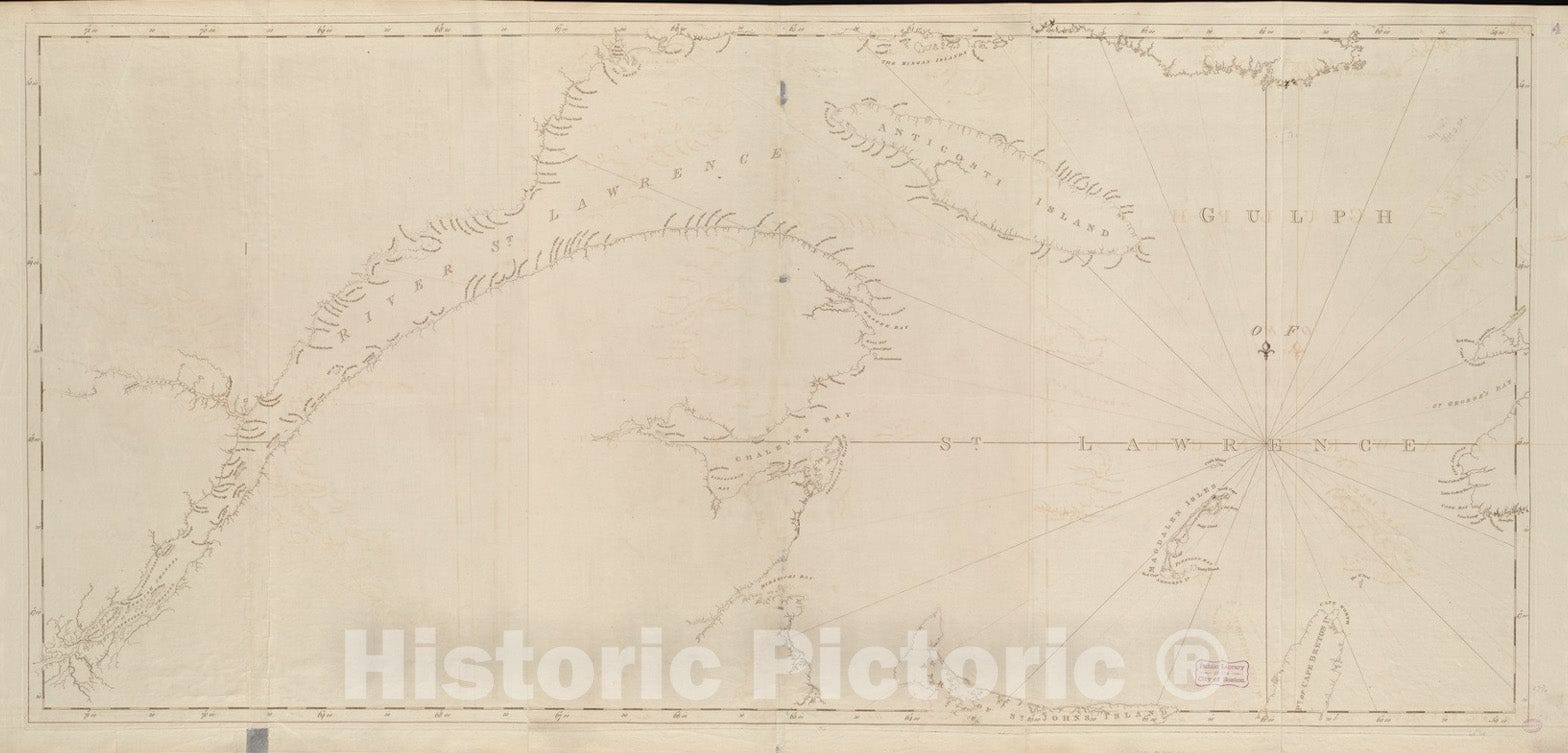 Historical Map, 1770-1779 [Chart of The Gulf and River of St. Lawrence], Vintage Wall Art