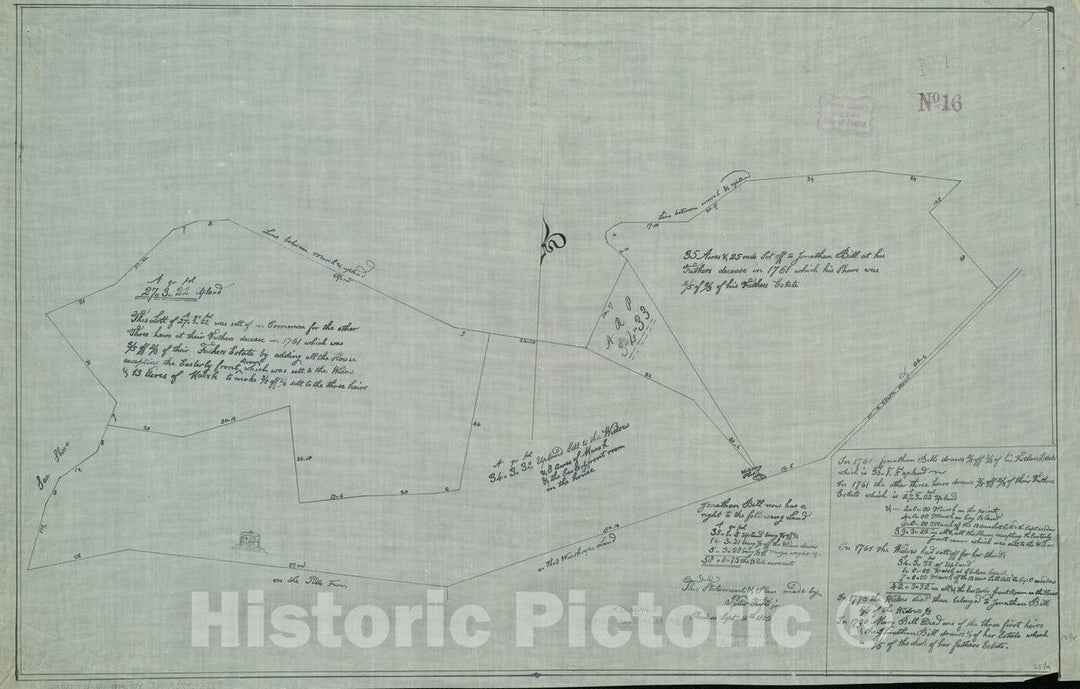 Historical Map, 1813 [Statement and Plan of The Bill Estate], Vintage Wall Art