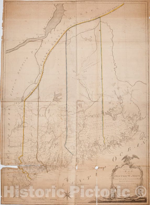 Historical Map, 1795 an Accurate Historical Map, of The District of Maine : Being Part of The Commonwealth of Massachusetts, Vintage Wall Art